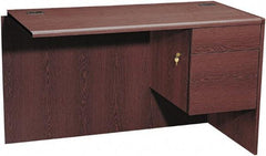 Hon - High Pressure Laminate Right Pedestal Desk - 48" Wide x 24" Deep x 29-1/2" High, Mahogany - Makers Industrial Supply