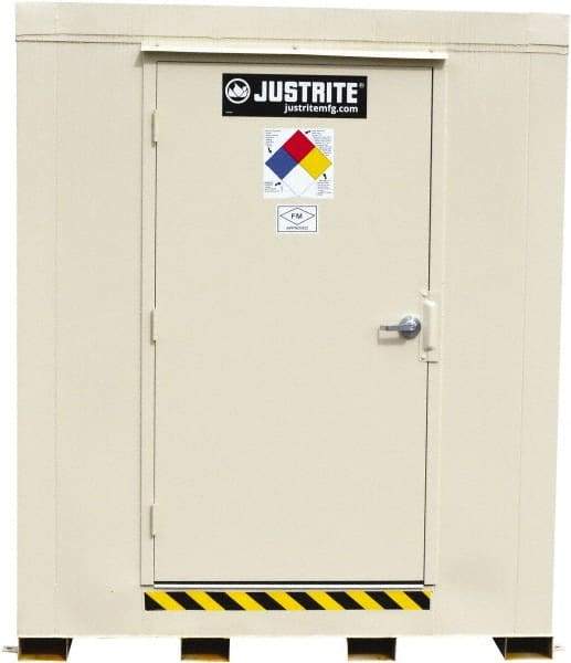 Justrite - 4 Drum, 71 Gal Sump Capacity, Locker - 6' Long x 5-1/2' Wide x 6.25' High, Galvanized Steel - Makers Industrial Supply