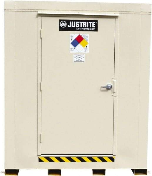 Justrite - 2 Drum, 75 Gal Sump Capacity, Locker - 6' Long x 3-1/2' Wide x 6.25' High, Galvanized Steel - Makers Industrial Supply