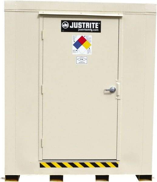 Justrite - 12 Drum, 221 Gal Sump Capacity, Locker - 7.33' Long x 10' Wide x 8.08' High, Galvanized Steel - Makers Industrial Supply