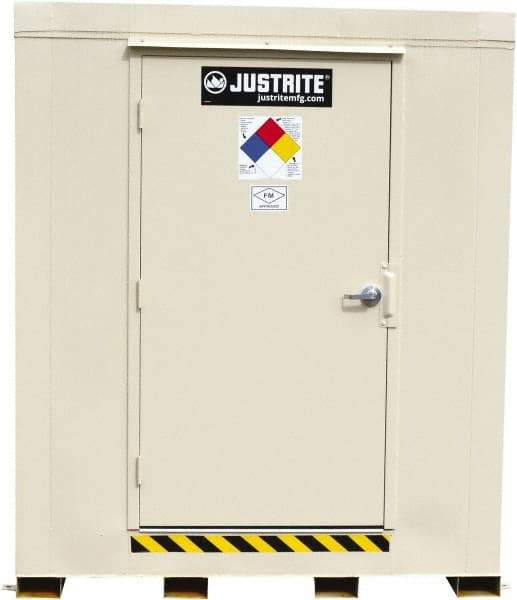 Justrite - 9 Drum, 168 Gal Sump Capacity, Locker - 8' Long x 7-1/2' Wide x 8.08' High, Galvanized Steel - Makers Industrial Supply