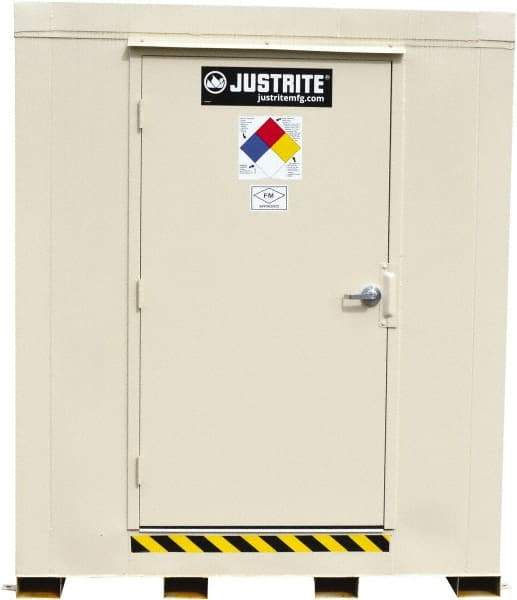 Justrite - 4 Drum, 80 Gal Sump Capacity, Locker - 6' Long x 5-1/2' Wide x 6.25' High, Galvanized Steel - Makers Industrial Supply