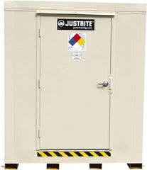 Justrite - 12 Drum, 205 Gal Sump Capacity, Locker - 7.33' Long x 10' Wide x 8' High, Galvanized Steel - Makers Industrial Supply