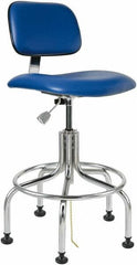 Bevco - 24-1/2 to 29-1/2" High Adjustable Height Swivel Stool - 22" Wide x 22" Deep, Vinyl Seat, Blue - Makers Industrial Supply