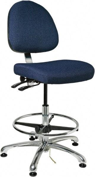 Bevco - 19 to 26-1/2" High Adjustable Height Swivel Stool - 27" Wide x 27" Deep, 100% Olefin Seat, Navy - Makers Industrial Supply