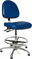 Bevco - 19 to 26-1/2" High Adjustable Height Swivel Stool - 27" Wide x 27" Deep, Vinyl Seat, Blue - Makers Industrial Supply