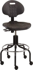 Bevco - 25 to 30" High Adjustable Height Swivel Stool - 27" Wide x 22" Deep, Polyurethane Seat, Black - Makers Industrial Supply