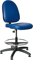 Bevco - 20 to 27-1/2" High Adjustable Height Swivel Stool - 27" Wide x 27" Deep, Vinyl Seat, Blue - Makers Industrial Supply