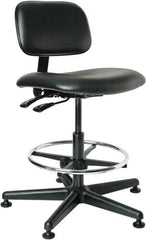 Bevco - 19-1/2 to 27" High Adjustable Height Swivel Stool - 27" Wide x 27" Deep, Vinyl Seat, Black - Makers Industrial Supply