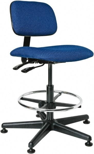 Bevco - 19-1/2 to 27" High Adjustable Height Swivel Stool - 27" Wide x 27" Deep, 100% Olefin Seat, Royal Blue - Makers Industrial Supply