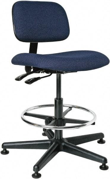 Bevco - 19-1/2 to 27" High Adjustable Height Swivel Stool - 27" Wide x 27" Deep, 100% Olefin Seat, Navy - Makers Industrial Supply