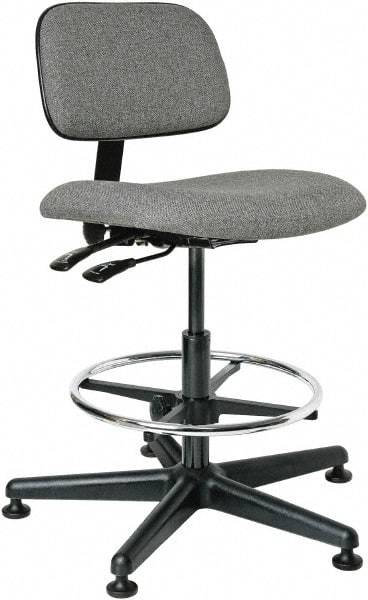 Bevco - 19-1/2 to 27" High Adjustable Height Swivel Stool - 27" Wide x 27" Deep, 100% Olefin Seat, Gray - Makers Industrial Supply