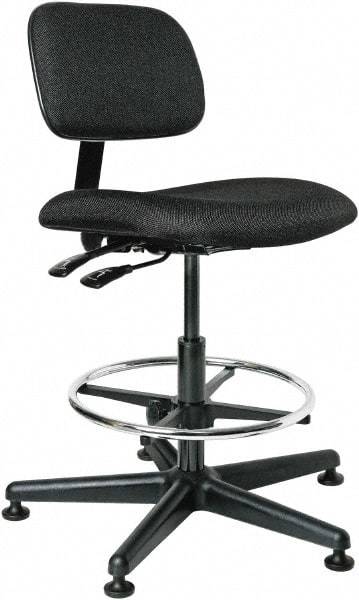 Bevco - 19-1/2 to 27" High Adjustable Height Swivel Stool - 27" Wide x 27" Deep, 100% Olefin Seat, Black - Makers Industrial Supply