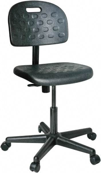 Bevco - 16 to 21" High Adjustable Height Swivel Stool - 25" Wide x 25" Deep, Polyurethane Seat, Black - Makers Industrial Supply