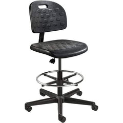 Bevco - 22-1/4 to 32" High Adjustable Height Swivel Stool - 27" Wide x 27" Deep, Polyurethane Seat, Black - Makers Industrial Supply