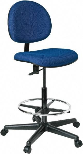 Bevco - 21 to 31" High Adjustable Height Swivel Stool - 27" Wide x 27" Deep, 100% Olefin Seat, Blue - Makers Industrial Supply