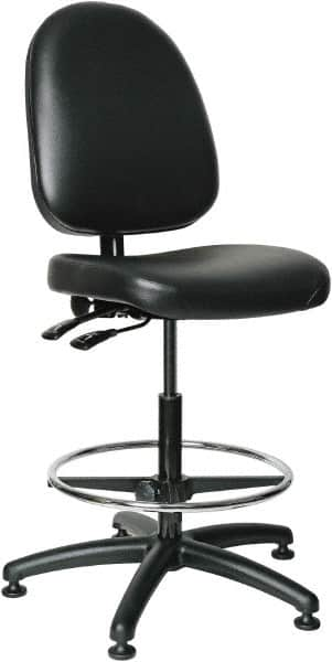 Bevco - 24 to 34" High Adjustable Height Swivel Stool - 27" Wide x 27" Deep, Vinyl Seat, Black - Makers Industrial Supply