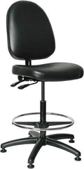 Bevco - 24 to 34" High Adjustable Height Swivel Stool - 27" Wide x 27" Deep, Vinyl Seat, Black - Makers Industrial Supply