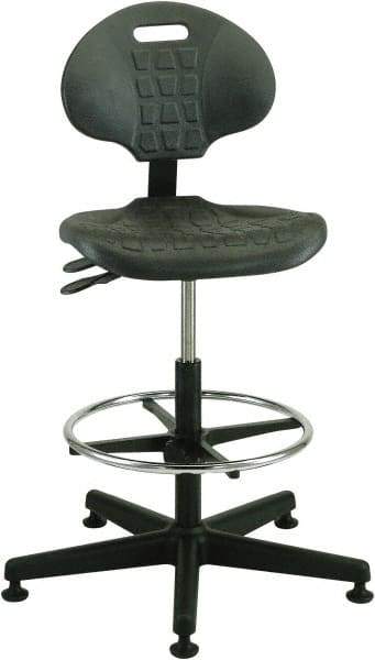 Bevco - 21 to 31" High Adjustable Height Swivel Stool - 27" Wide x 27" Deep, Polyurethane Seat, Black - Makers Industrial Supply