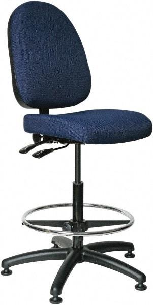 Bevco - 24 to 34" High Adjustable Height Swivel Stool - 27" Wide x 27" Deep, 100% Olefin Seat, Navy - Makers Industrial Supply