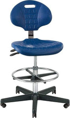 Bevco - 21 to 31" High Adjustable Height Swivel Stool - 27" Wide x 27" Deep, Polyurethane Seat, Blue - Makers Industrial Supply