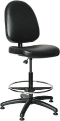 Bevco - 24 to 34" High Adjustable Height Swivel Stool - 27" Wide x 27" Deep, Vinyl Seat, Black - Makers Industrial Supply