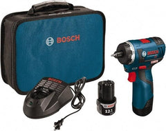 Bosch - 12 Volt 3/8" Chuck Pistol Grip Handle Cordless Drill - 0-400 & 0-1400 RPM, Reversible, 2 Lithium-Ion Batteries Included - Makers Industrial Supply