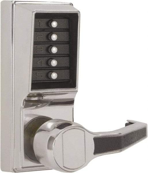 Kaba Access - Combination Entry Lever Lockset - 2-3/4" Back Set, No Cylinder, Zamak3, Satin Chrome Finish - Makers Industrial Supply