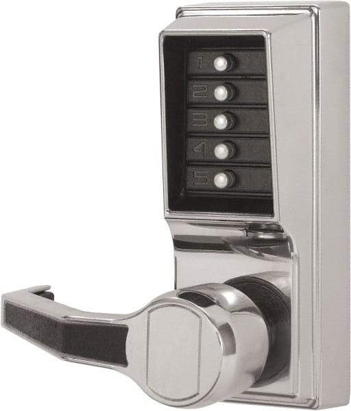 Kaba Access - Combination Entry Lever Lockset - 2-3/4" Back Set, Nonkey Override Cylinder, Zamak3, Satin Chrome Finish - Makers Industrial Supply