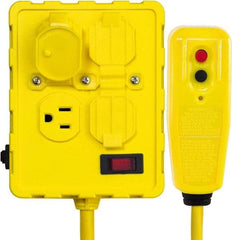 Tower - 4 Outlets, 125 Volt, 15 Amp, Yellow, Quad Outlet Box - 5-15P, 5-15R NEMA Configuration, 6 Ft. Long, cUL Listed, OSHA, UL File E174279 - Makers Industrial Supply