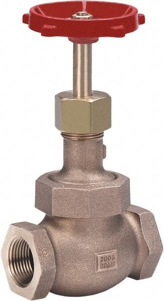 Milwaukee Valve - 3/8" Pipe, Threaded (NPT) Ends, Bronze Integral Globe Valve - Bronze Disc, Union Bonnet, 600 psi WOG, 300 psi WSP, Class 300 - Makers Industrial Supply