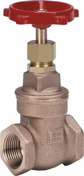 Milwaukee Valve - 1-1/2" Pipe, Class 125, Threaded (NPT) Bronze Solid Wedge Stem Gate Valve - 200 WOG, 125 WSP, Threaded Bonnet, For Use with Water, Oil & Gas - Makers Industrial Supply