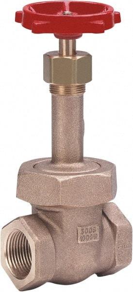 Milwaukee Valve - 3/8" Pipe, Class 300, Threaded (NPT) Bronze Solid Wedge Gate Valve - 1,000 WOG, 300 WSP, Union Bonnet, For Use with Water, Oil & Gas - Makers Industrial Supply