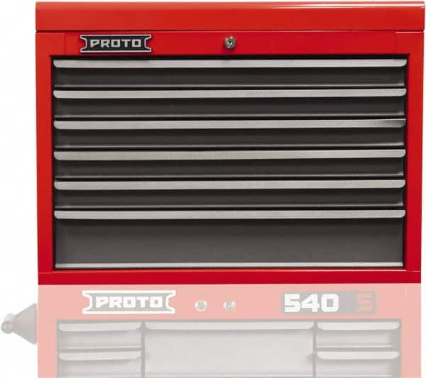 Proto - 6 Drawer Top Tool Chest - 27" Wide x 18" Deep x 19" High, Steel, Safety Red/Gray - Makers Industrial Supply