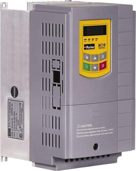 Parker - Three Phase, 460 Volt, 5 hp, Variable Frequency Drive - 5.43" Wide x 5.98" Deep x 9-1/4" High, IP20 - Makers Industrial Supply