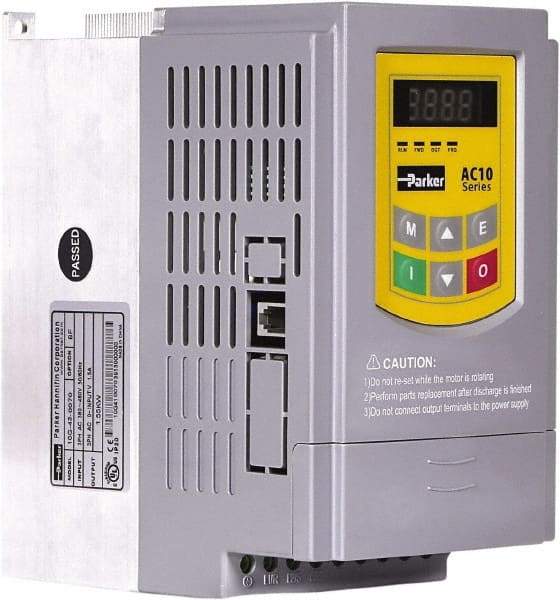 Parker - Three Phase, 460 Volt, 1-1/2 hp, Variable Frequency Drive - 4.17" Wide x 5.91" Deep x 7.09" High, IP20 - Makers Industrial Supply