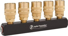 Value Collection - 1/4" Inlet, 1/4" Outlet Manifold - 6.1" Long 1 Inlet Port, 5 Outlet Ports - Makers Industrial Supply