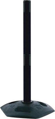 Tensator - 38" High, 2-1/2" Pole Diam, Receiver Post - 19" Base Diam, Octagon Recycled Rubber Base, Yellow Plastic Post, Tape, Dual Line Tape, For Outdoor Use - Makers Industrial Supply