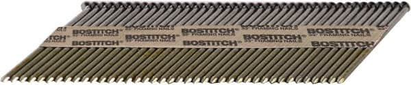 Stanley Bostitch - 11 Gauge 0.131" Shank Diam 3-1/4" Long Framing Nails for Power Nailers - Steel, Bright Finish, Smooth Shank, Angled Stick Paper Tape Collation, Round Head - Makers Industrial Supply