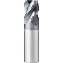 Corner Radius End Mill: 3/4″ Dia, 1-1/2″ LOC, 0.03″ Radius, 4 Flutes, Solid Carbide 4″ OAL, 3/4″ Shank Dia, 45 ° Helix, AlCrN Coated, Centercutting, Series XPR