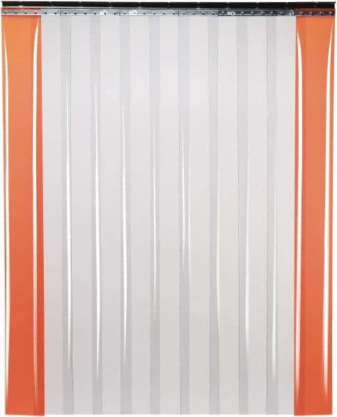 TMI, LLC - 6' Door Width x 8' Door Height PVC Smooth Strip Door Kit - 8" Strip Width x 0.08" Strip Thickness, Clear, 50% Overlap - Makers Industrial Supply