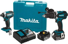 Makita - 18 Volt Cordless Tool Combination Kit - Includes 1/2" Hammer Drill/Driver & Impact Driver, Lithium-Ion Battery Included - Makers Industrial Supply