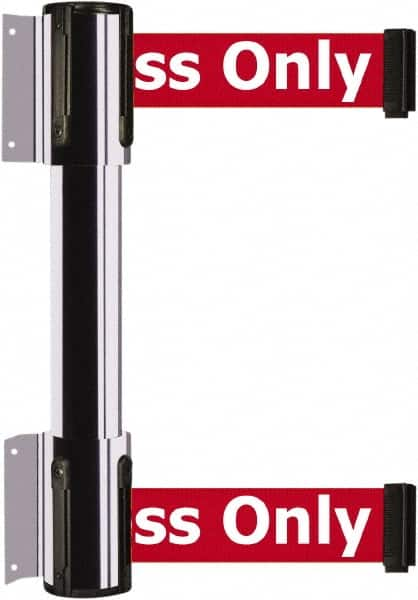 Tensator - 16.64" High x 89" Long x 3" Wide Barrier Dual Line Wall Mount - Steel, Polished Chrome Finish, Polished Chrome, Use with 898 Wall Receiver - Makers Industrial Supply