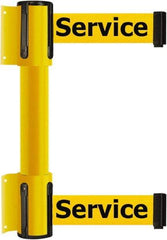 Tensator - 16.64" High x 156" Long x 3" Wide Barrier Dual Line Wall Mount - Steel, Yellow Powdercoat Finish, Yellow, Use with 898 Wall Receiver - Makers Industrial Supply