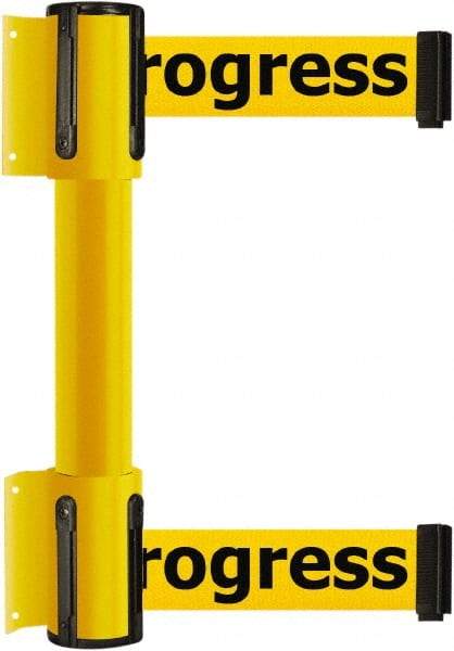 Tensator - 16.64" High x 89" Long x 3" Wide Barrier Dual Line Wall Mount - Steel, Yellow Powdercoat Finish, Yellow, Use with 898 Wall Receiver - Makers Industrial Supply