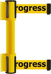 Tensator - 16.64" High x 156" Long x 3" Wide Barrier Dual Line Wall Mount - Steel, Yellow Powdercoat Finish, Yellow, Use with 898 Wall Receiver - Makers Industrial Supply