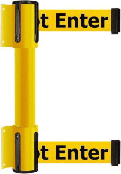 Tensator - 16.64" High x 156" Long x 3" Wide Barrier Dual Line Wall Mount - Steel, Yellow Powdercoat Finish, Yellow, Use with 898 Wall Receiver - Makers Industrial Supply