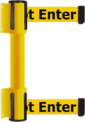 Tensator - 16.64" High x 89" Long x 3" Wide Barrier Dual Line Wall Mount - Steel, Yellow Powdercoat Finish, Yellow, Use with 898 Wall Receiver - Makers Industrial Supply