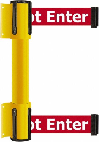 Tensator - 16.64" High x 156" Long x 3" Wide Barrier Dual Line Wall Mount - Steel, Yellow Powdercoat Finish, Yellow, Use with 898 Wall Receiver - Makers Industrial Supply