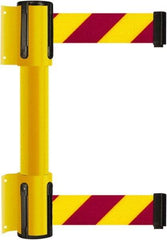 Tensator - 16.64" High x 89" Long x 3" Wide Barrier Dual Line Wall Mount - Steel, Yellow Powdercoat Finish, Yellow, Use with 898 Wall Receiver - Makers Industrial Supply